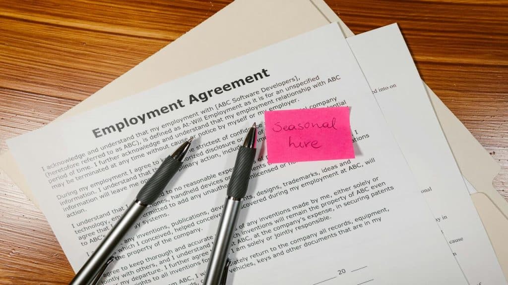 A picture of an employment contract