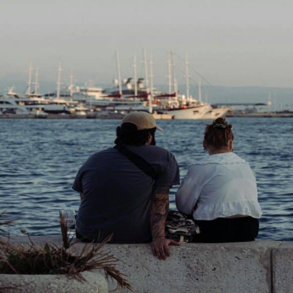 A couple not looking at each other