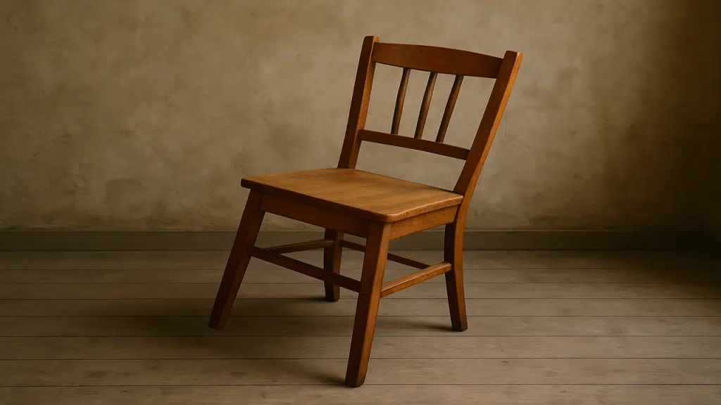 A wobbly chair that needs repair.