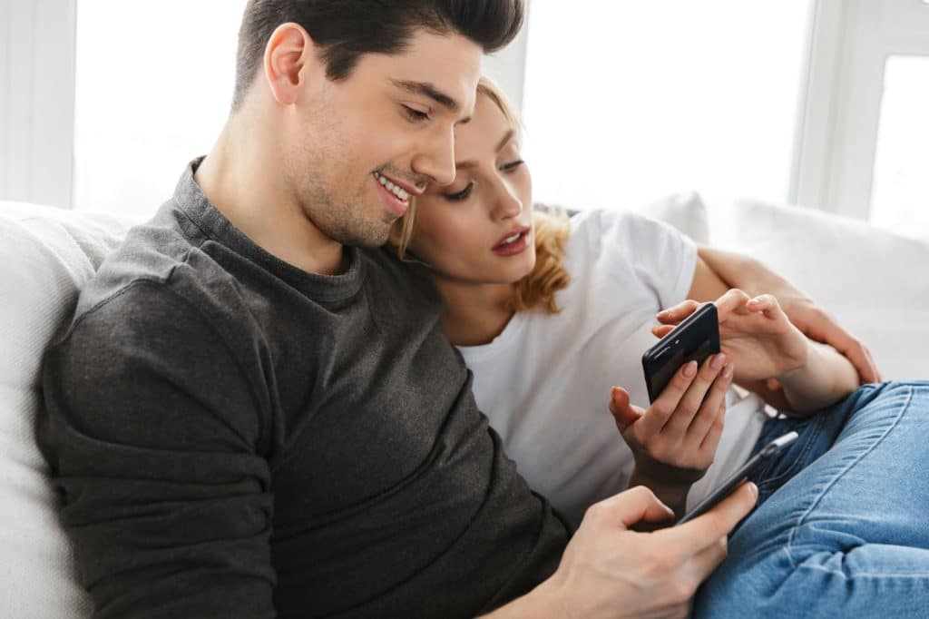 A man having a good time with his partner