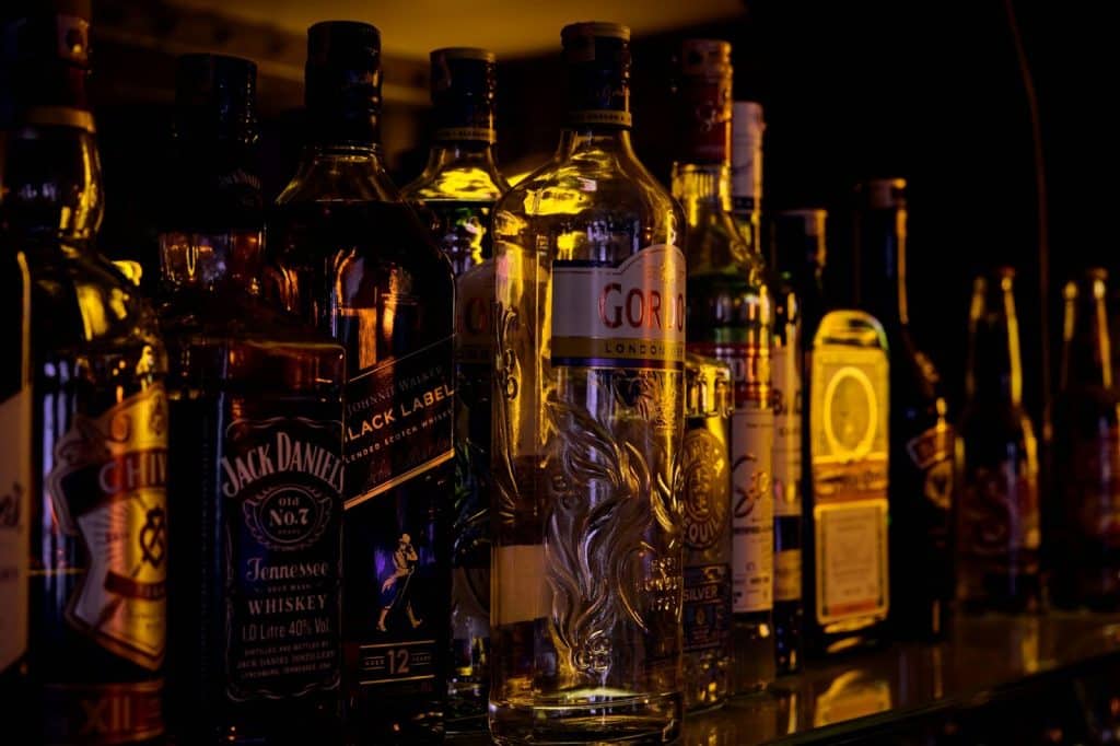 A picture of sets of alcohol on a dark place
