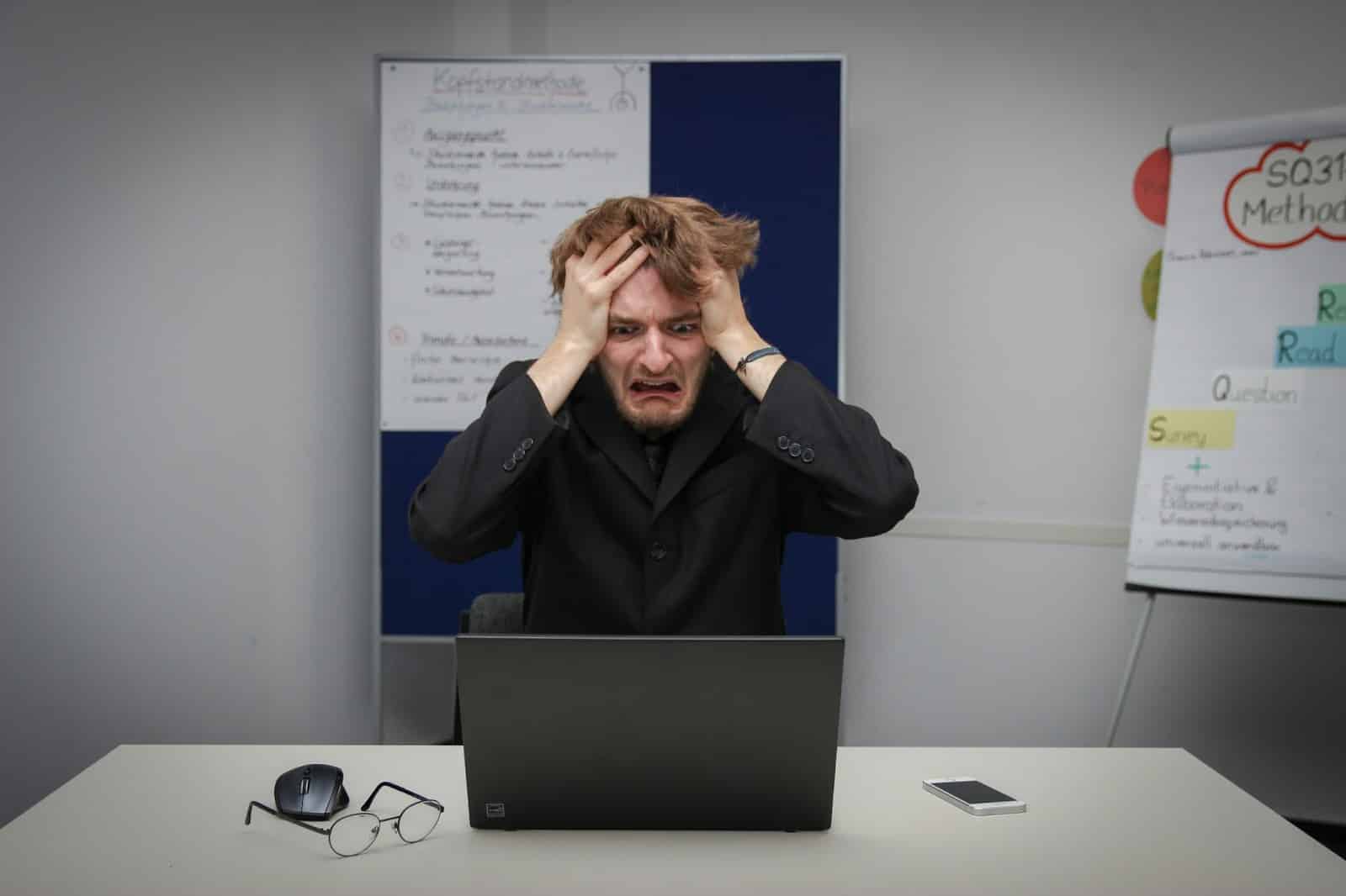 A man freaking out with his work.
