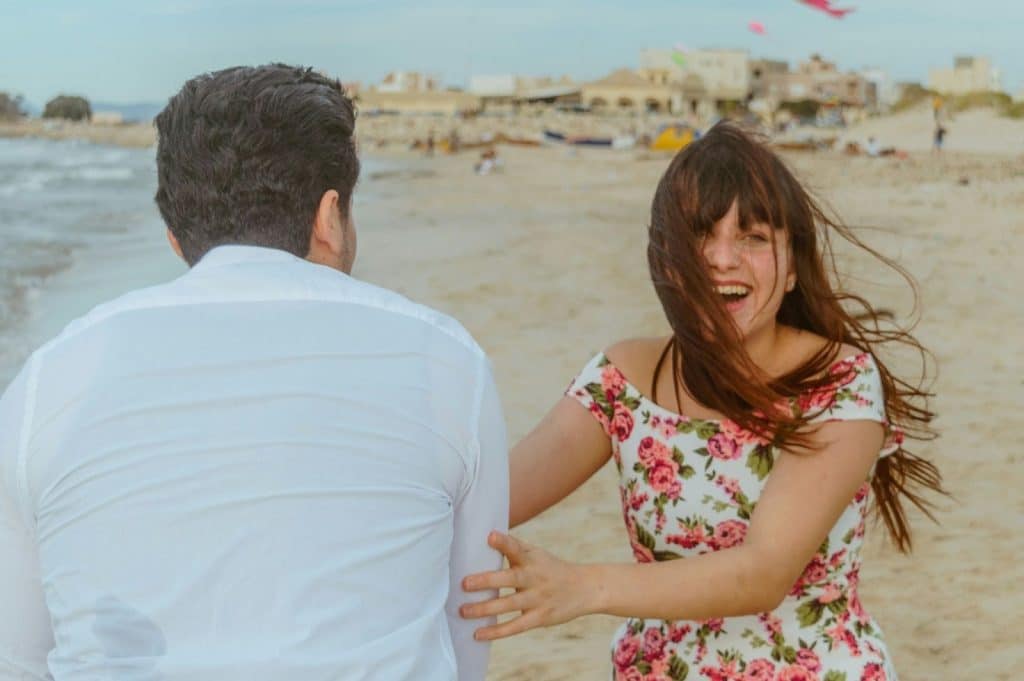 A couple having a fun time together
