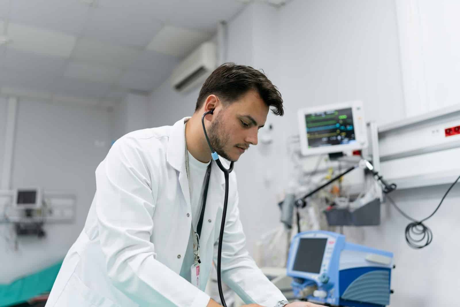 A doctor checking a patient.