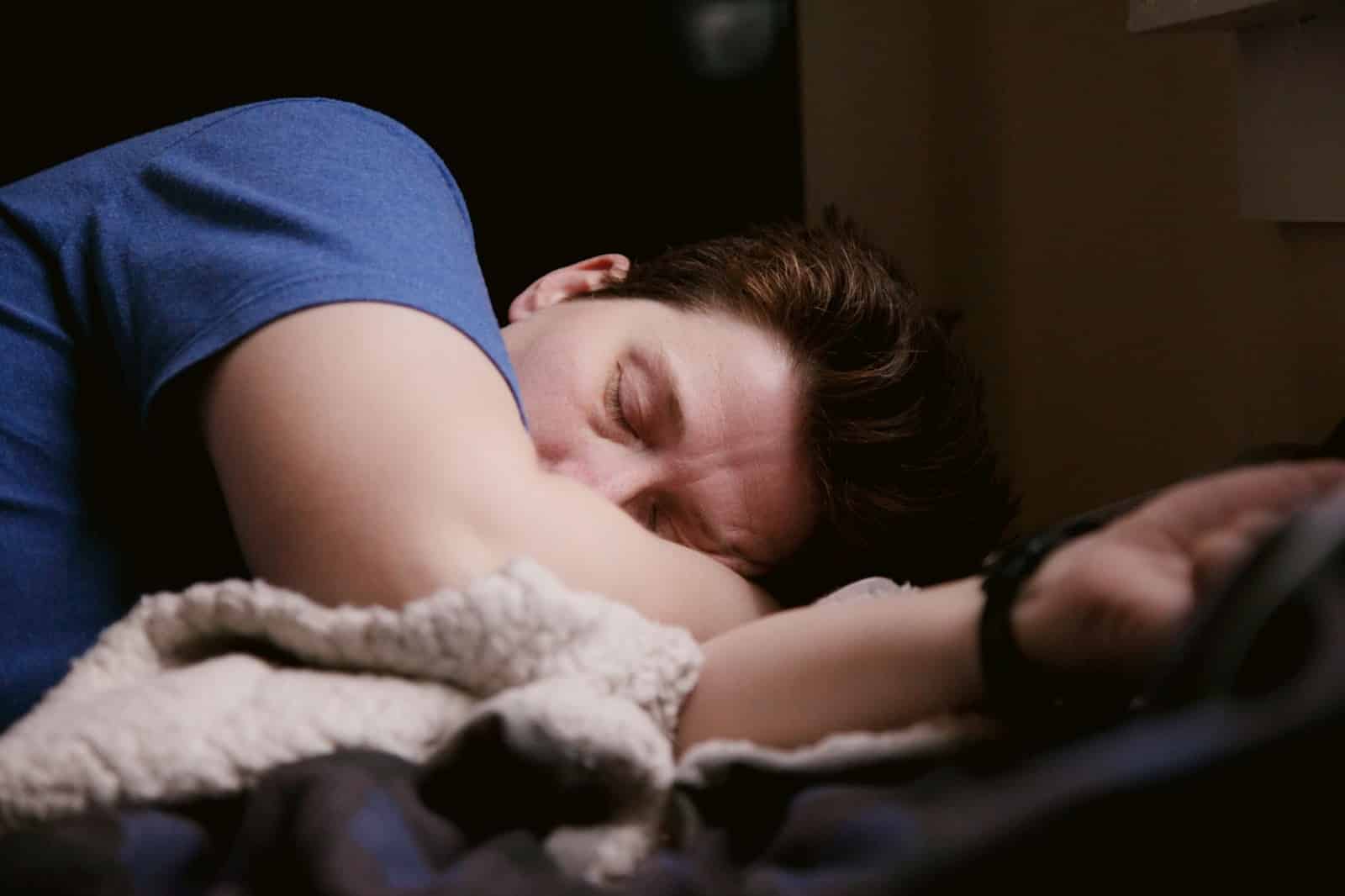 A picture of a man sleeping.