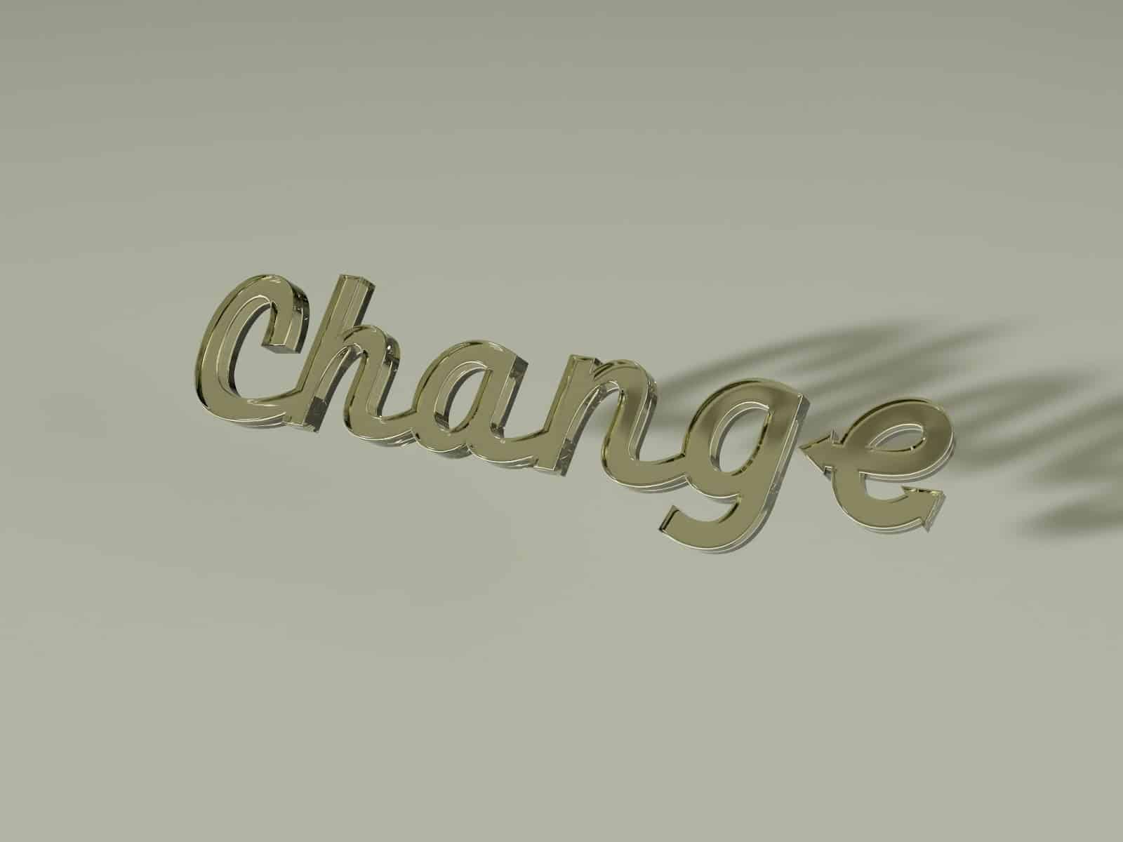 A picture of a word says change.