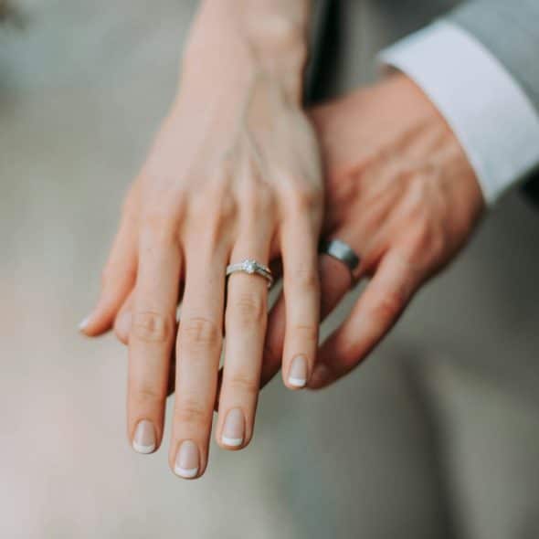 A picture of two person that is married