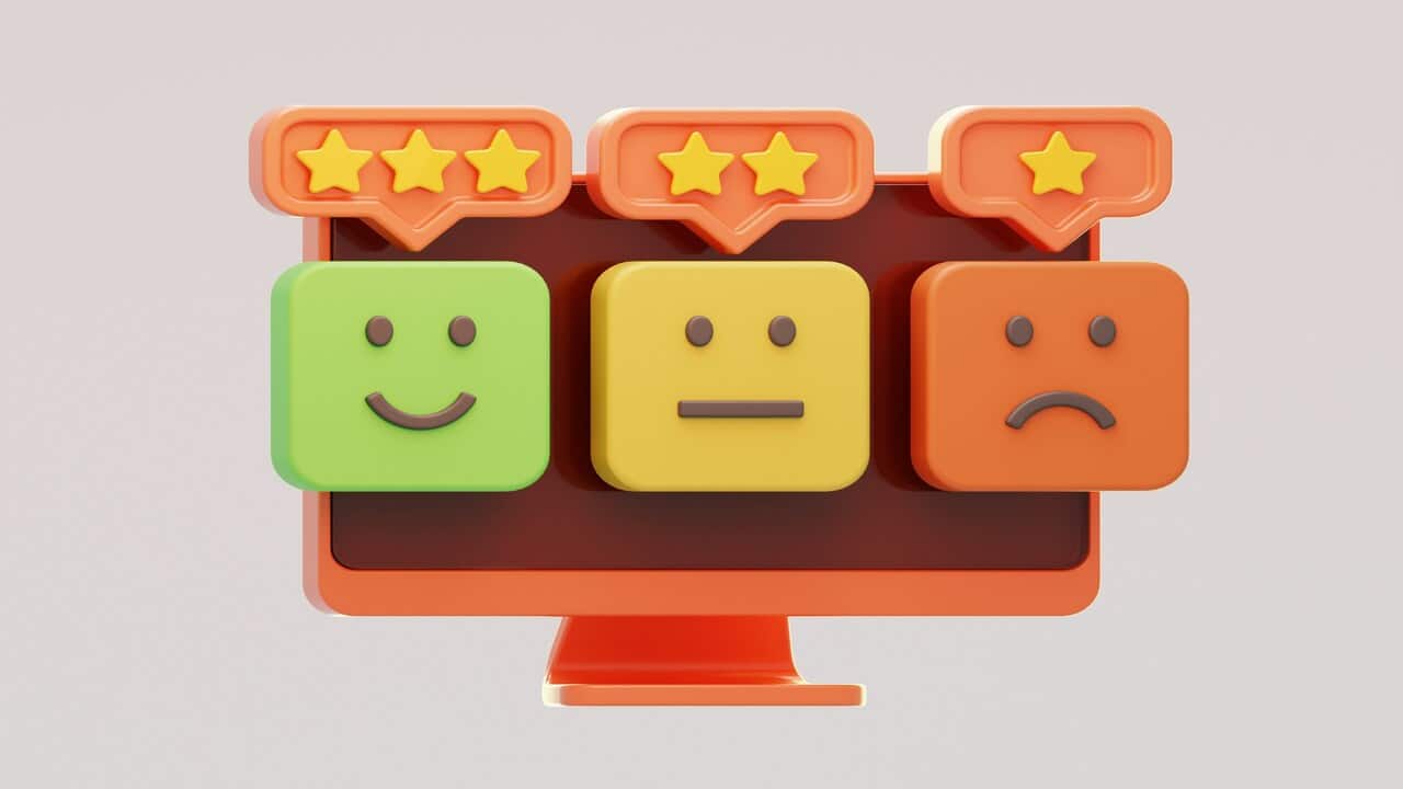 A graphic depicting the concept of giving reviews.