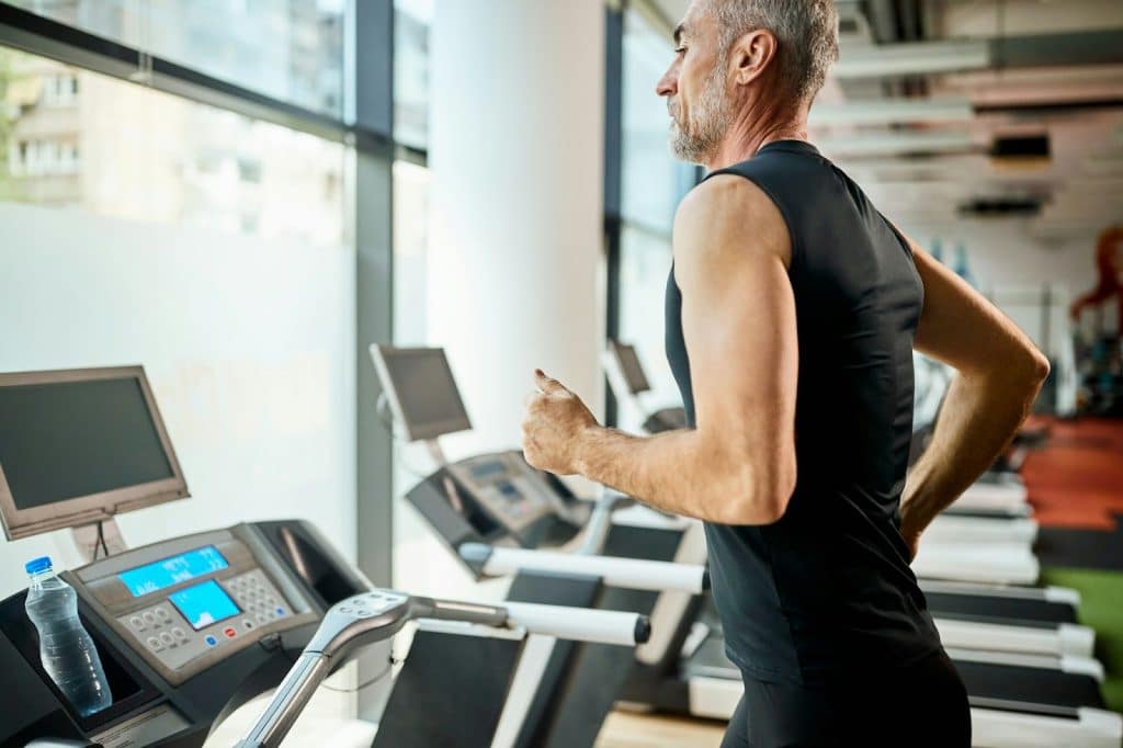 A man running on a treadmill.