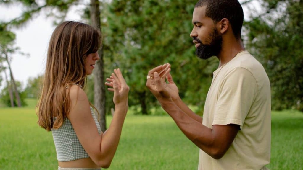 Couple collaborating on a solution instead of arguing to win.