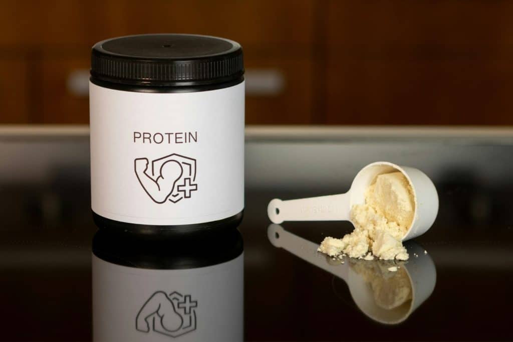 A picture of a protein powder supplement.