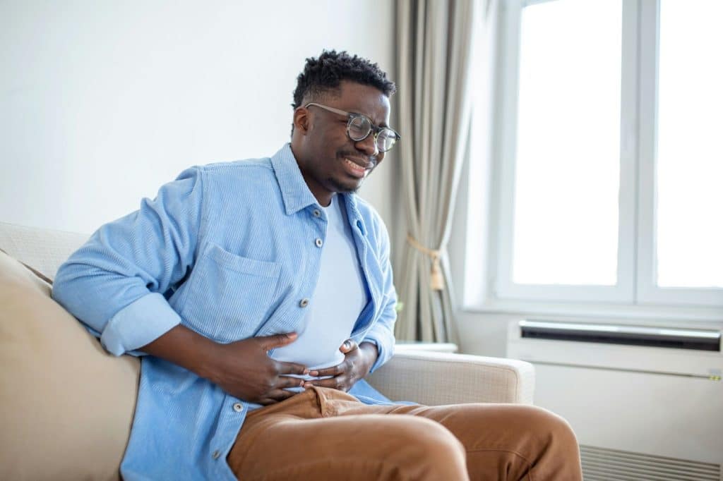 A man having a digestive problem.