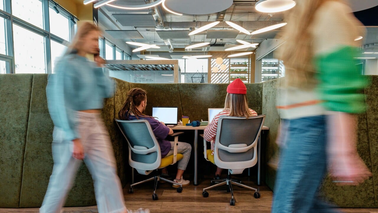 A group of people at an office.