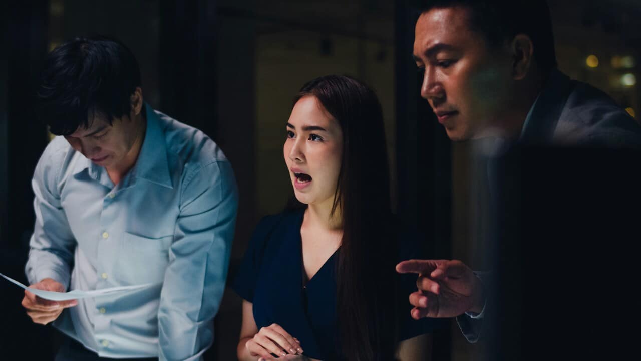 A group of people having a small argument.