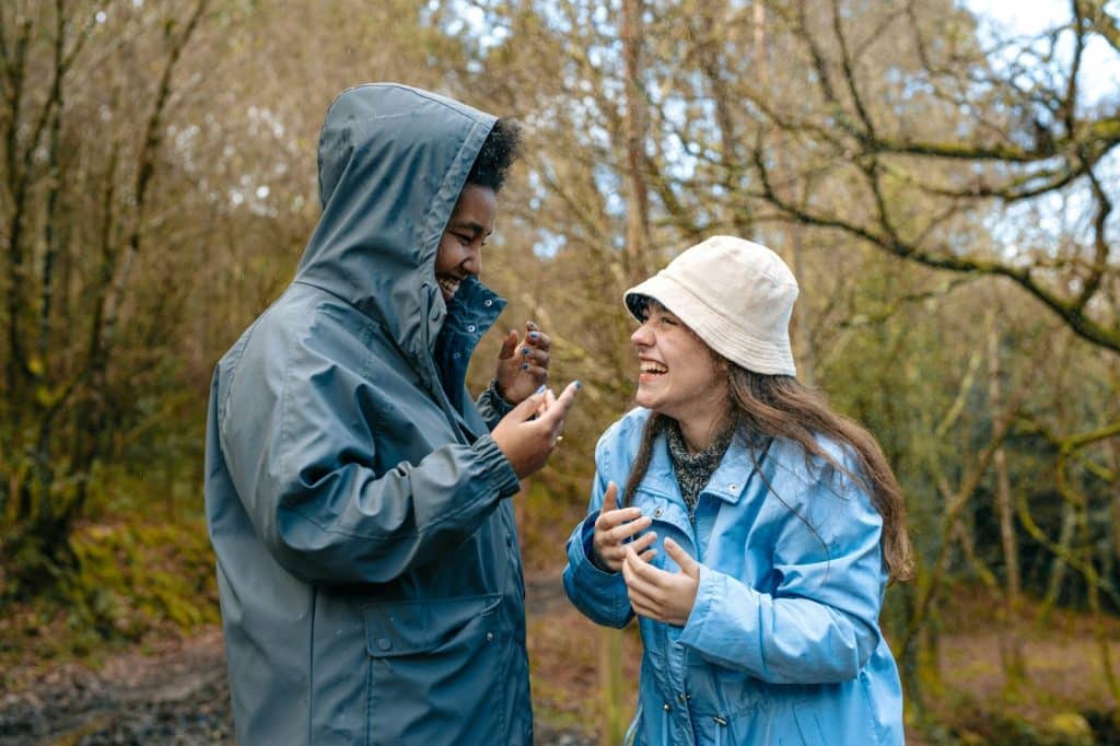 A man asking a woman.
