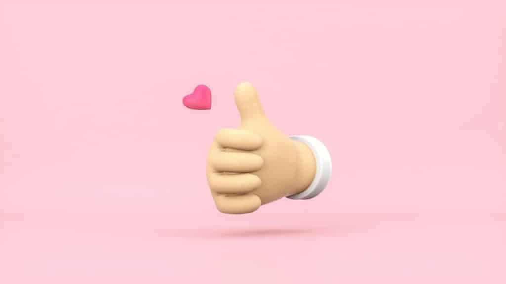 A 3D render of a thumbs up sign