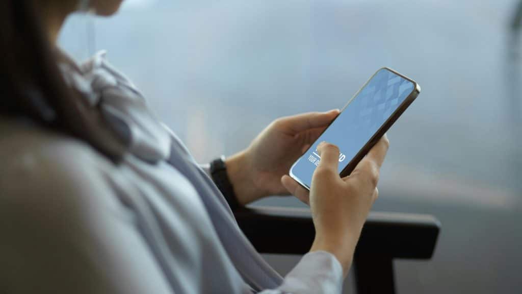 A woman using her phone