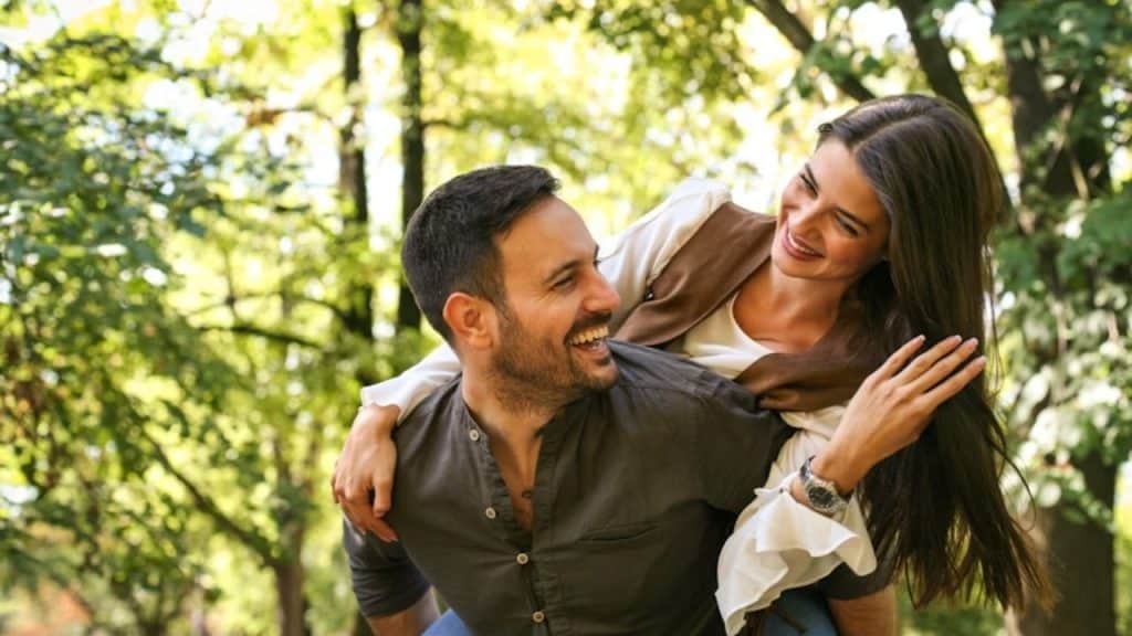 Couple enjoying their time together in the park