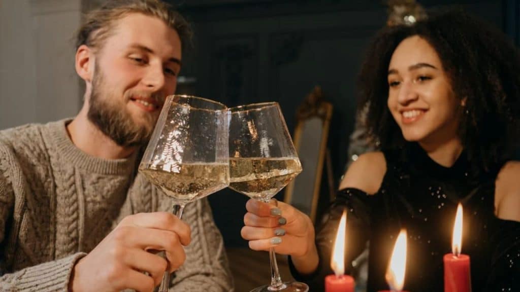 Couple toasting over a personal achievement