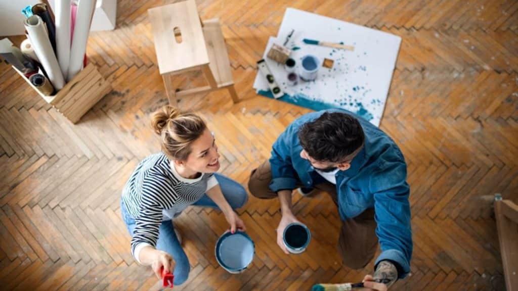 Couple working on a home improvement