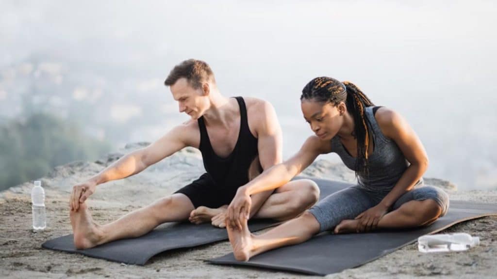 Couple doing yoga together