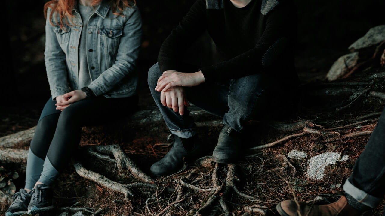 Two people having a serious talk.
