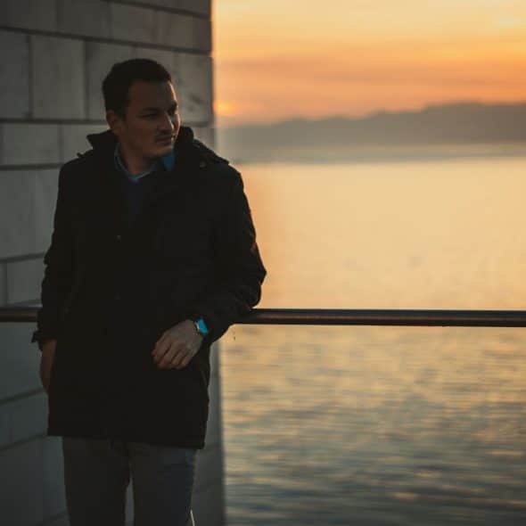 A man and a sunset.