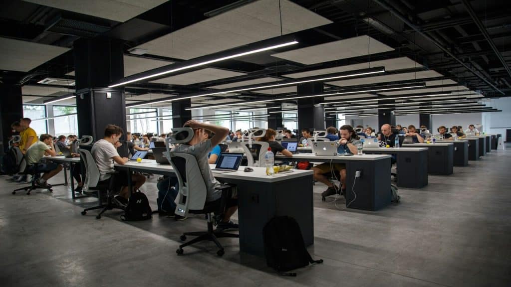 Office workers busy at work