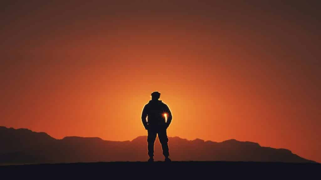 A man watching the sunset