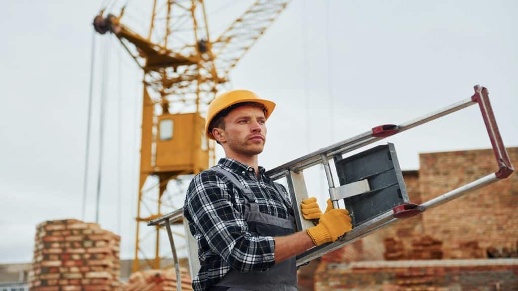A man working hard at a construction site