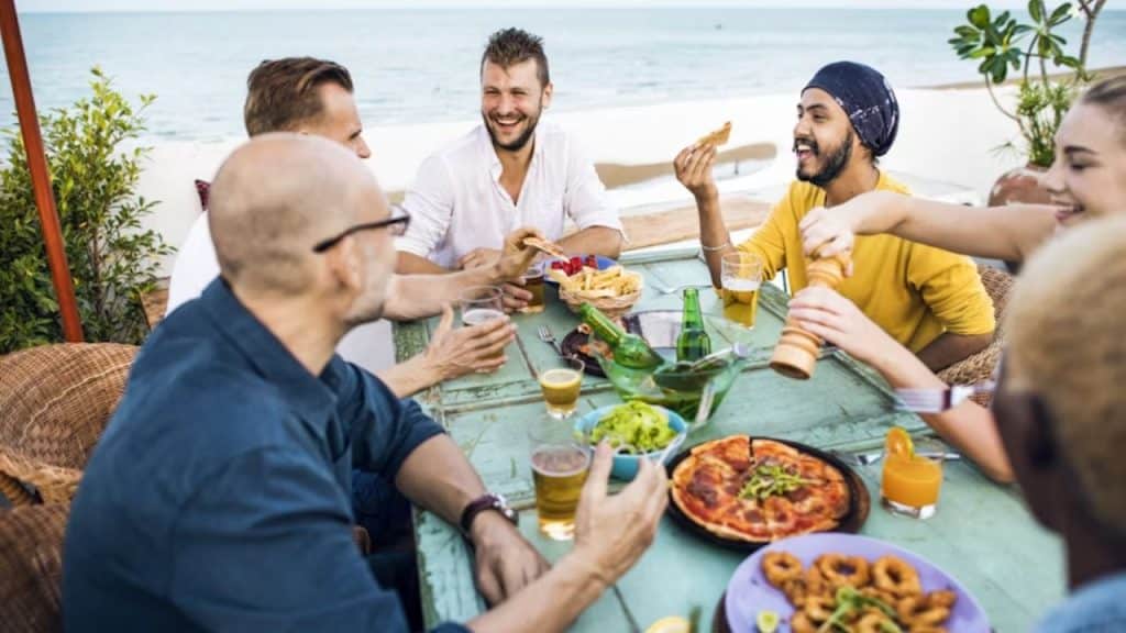 Man spending time with friends in a healthy social setting