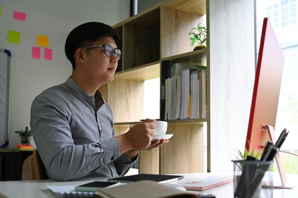 A picture of a man being productive
