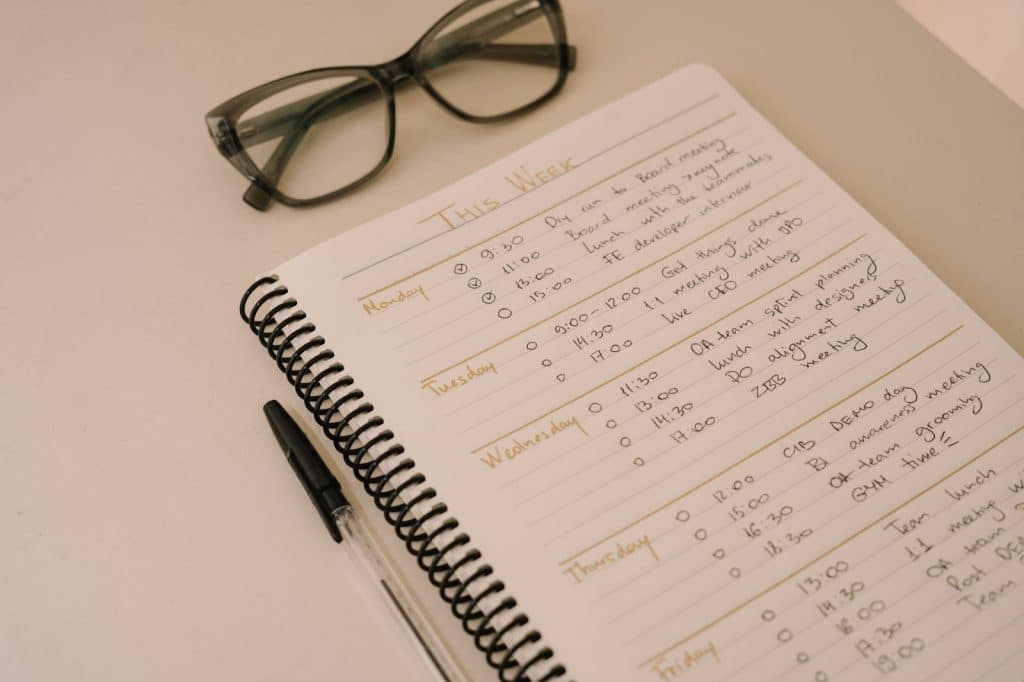 A picture of a planner with a to-do list