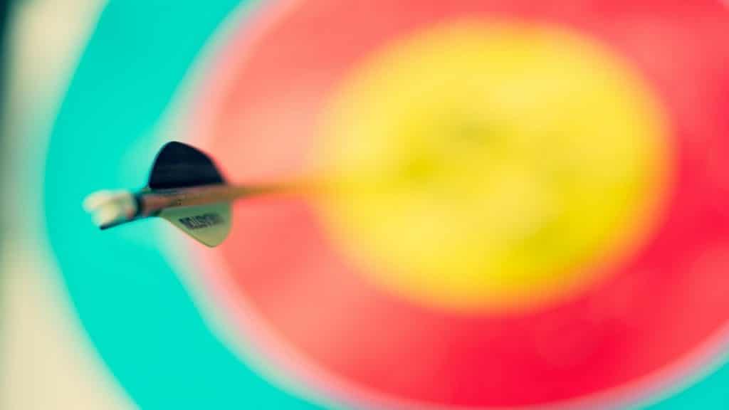 An arrow on a dartboard.
