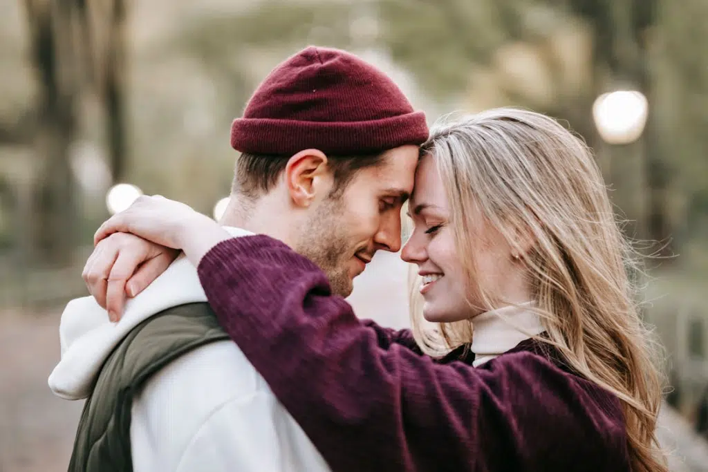 Couple expressing love through simple physical connection and presence