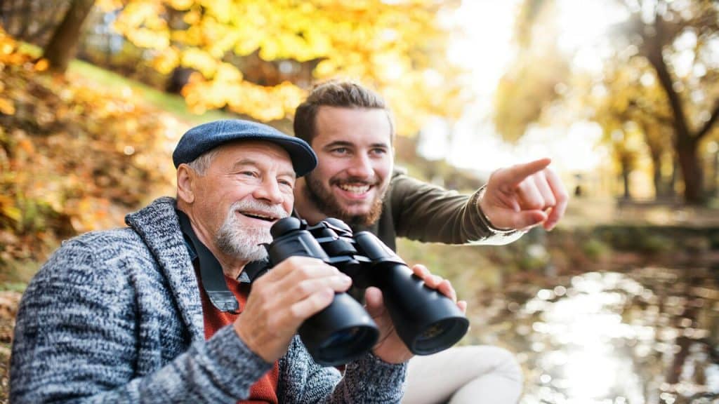 Father and son spending time in nature.