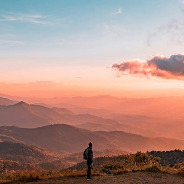 A man watching the sunset.