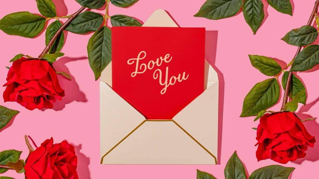A red card saying “Love you”