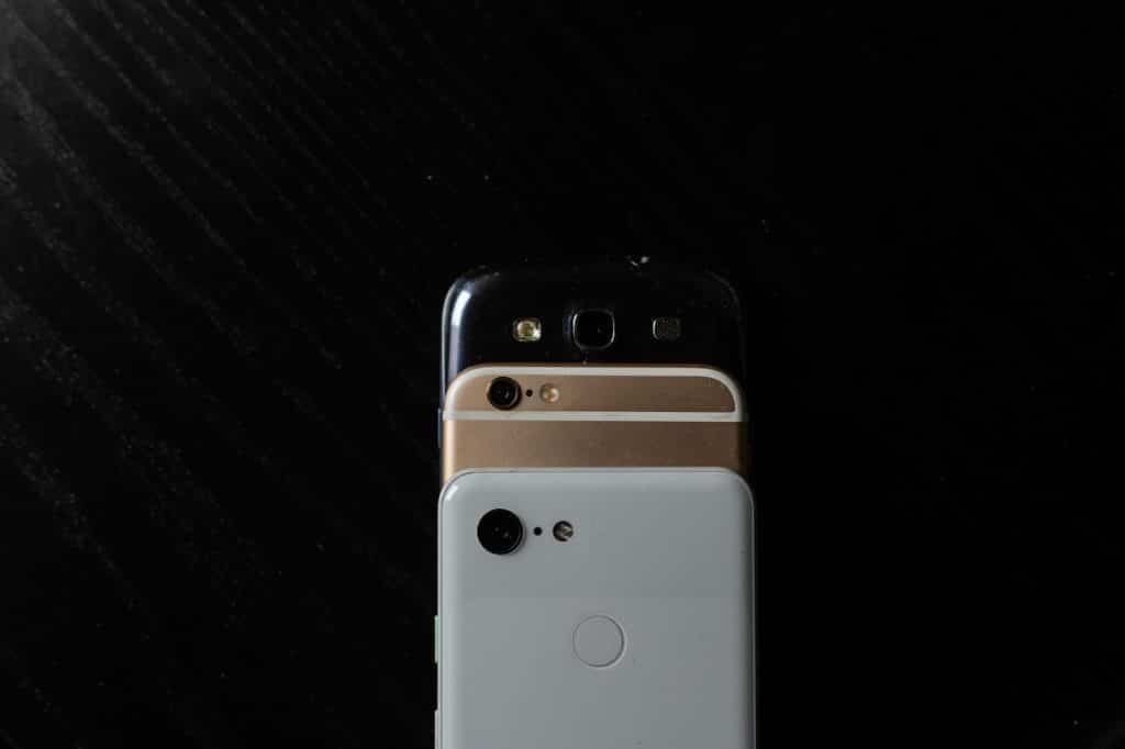 A picture of different phones.