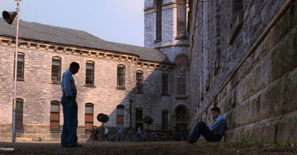 A picture of Andy  and Red in the movie.