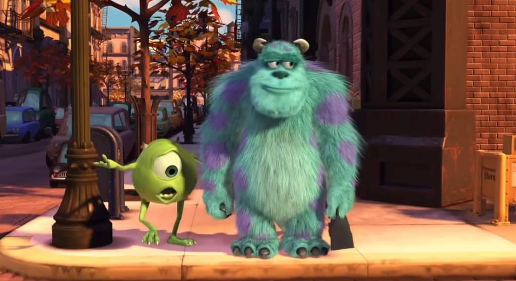 A picture of Sulley and Mike in the movie.