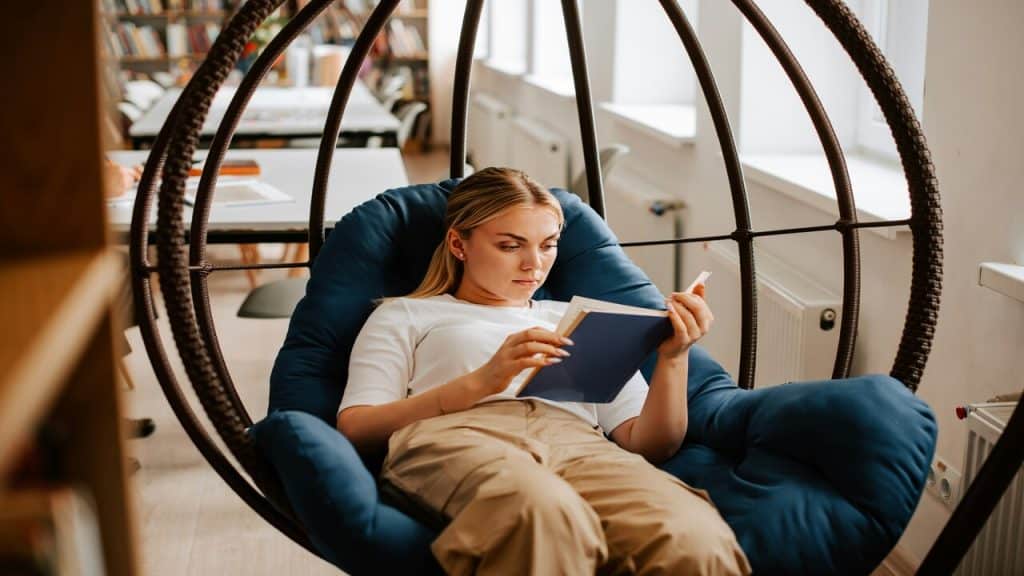 A person reading alone