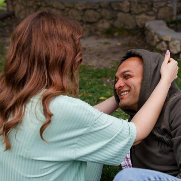 A man and woman having a good time together