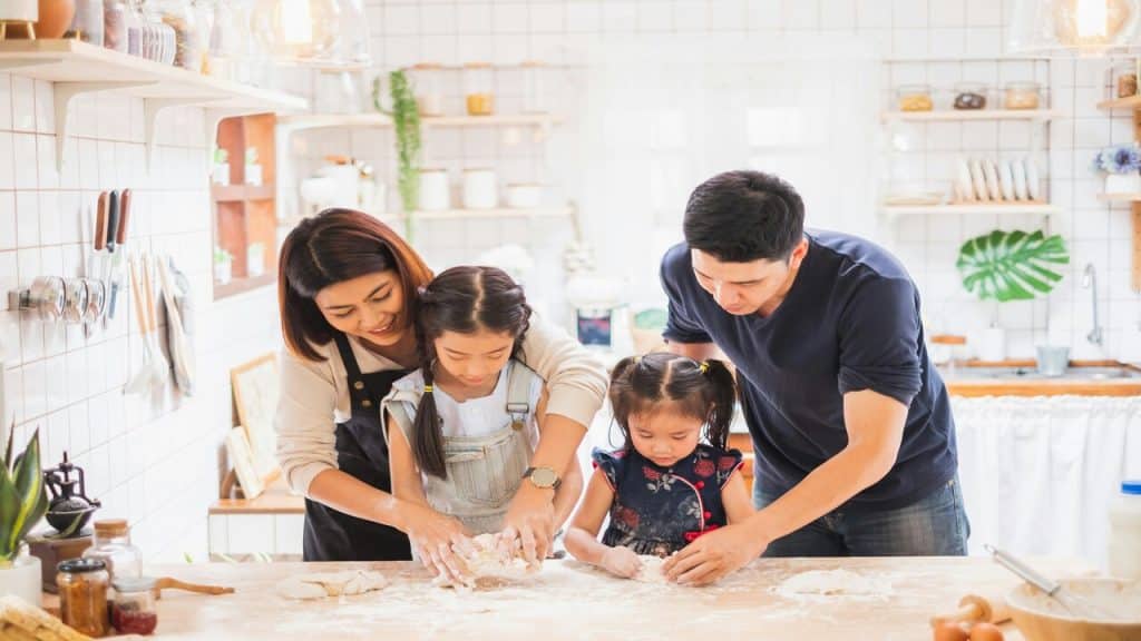 A family cooking together