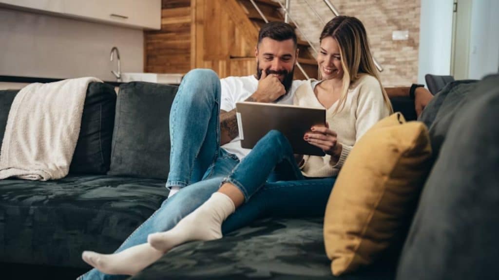 Couple relaxing in a peaceful home setting
