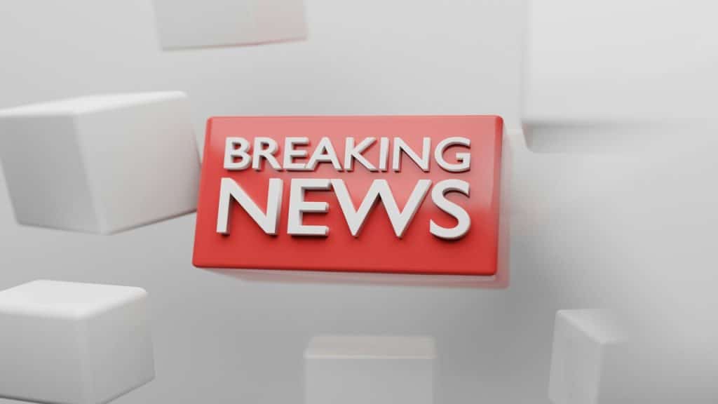 A 3D rendering depicting breaking news
