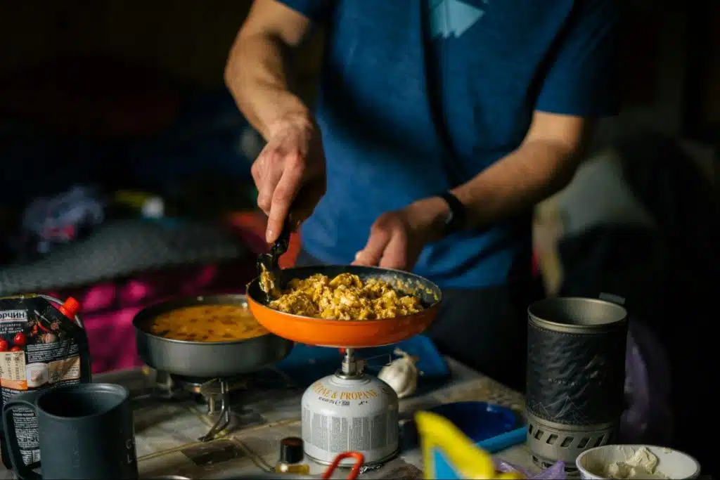 A man cooking a food