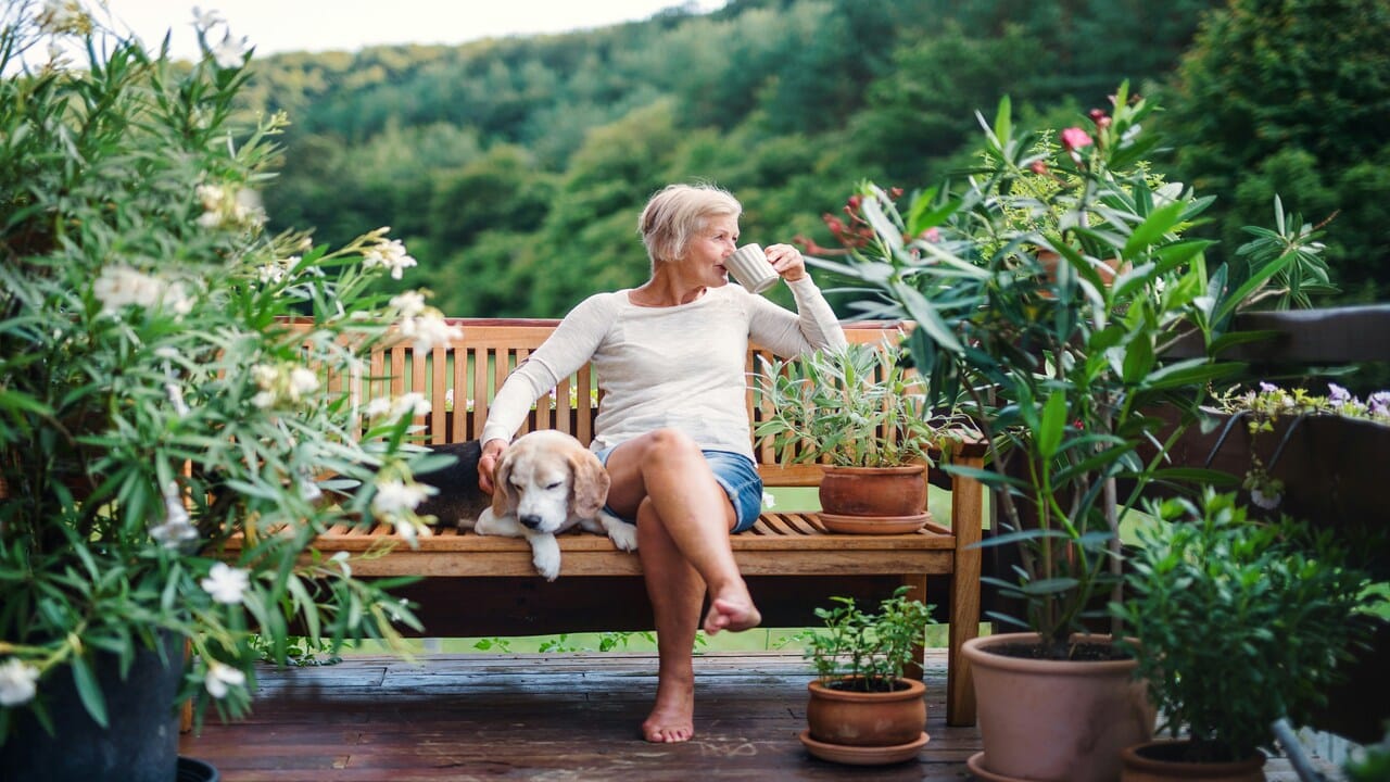 A woman hanging out in the garden.