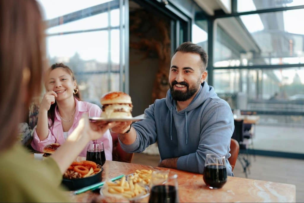 A man getting a food