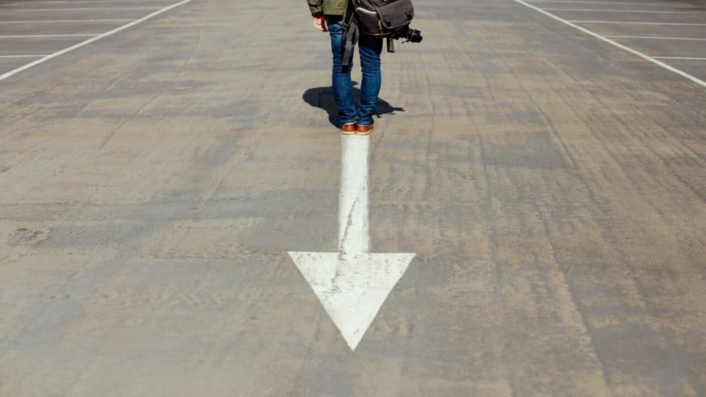 A person deciding not to look back